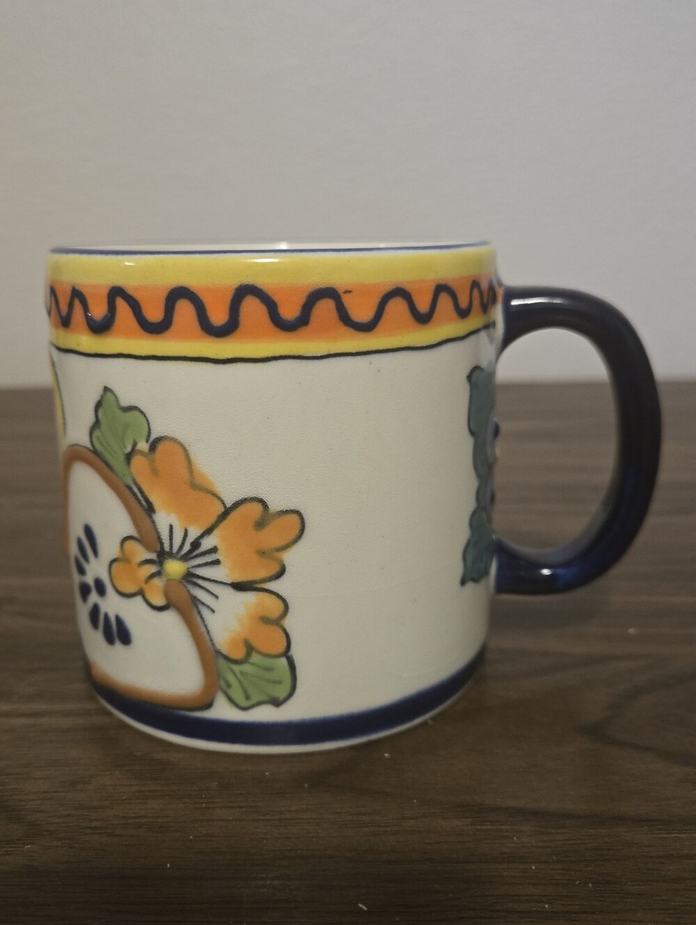 Mexican Tierra Fina Hand Painted Floral Mug
